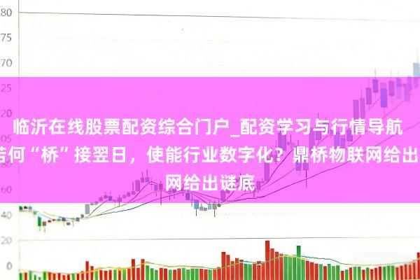 临沂在线股票配资综合门户_配资学习与行情导航 5G若何“桥”接翌日，使能行业数字化？鼎桥物联网给出谜底