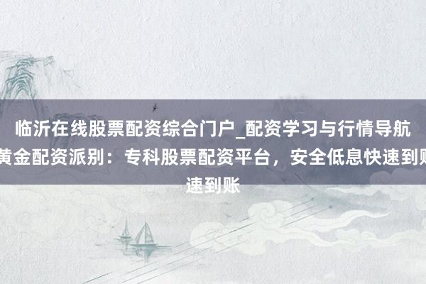 临沂在线股票配资综合门户_配资学习与行情导航 黄金配资派别：专科股票配资平台，安全低息快速到账
