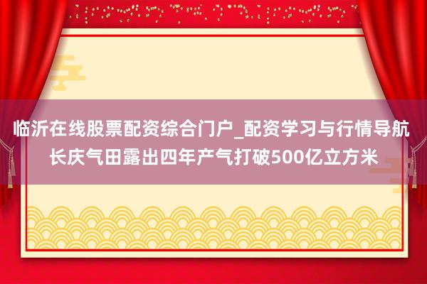 临沂在线股票配资综合门户_配资学习与行情导航 长庆气田露出四年产气打破500亿立方米