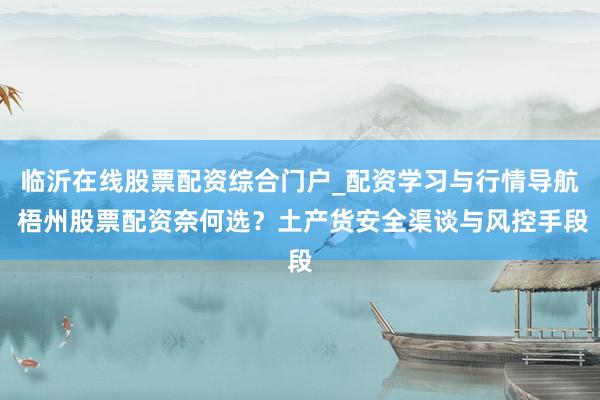 临沂在线股票配资综合门户_配资学习与行情导航 梧州股票配资奈何选？土产货安全渠谈与风控手段